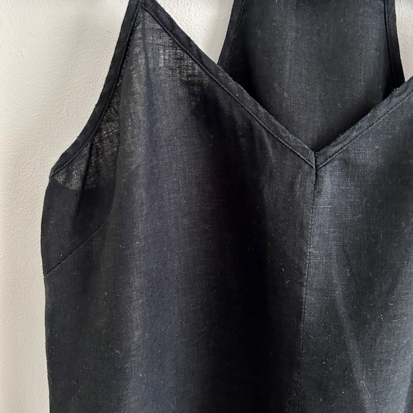J. Crew Factory Black Linen Tank Top Peplum Spaghetti Straps Racerback Size 0 - Picture 11 of 13